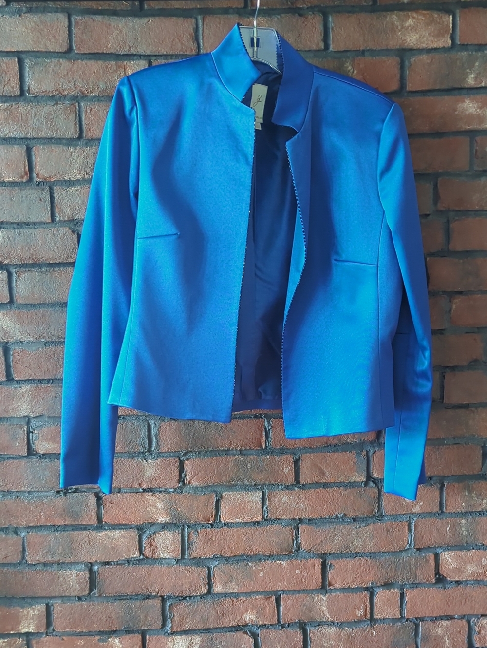 Women's Cropped Open-Front Jacket in Bright Blue